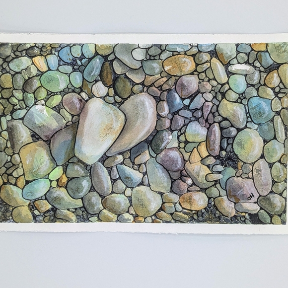 Pebble Art Watercolour Painting - Picture 6 of 7